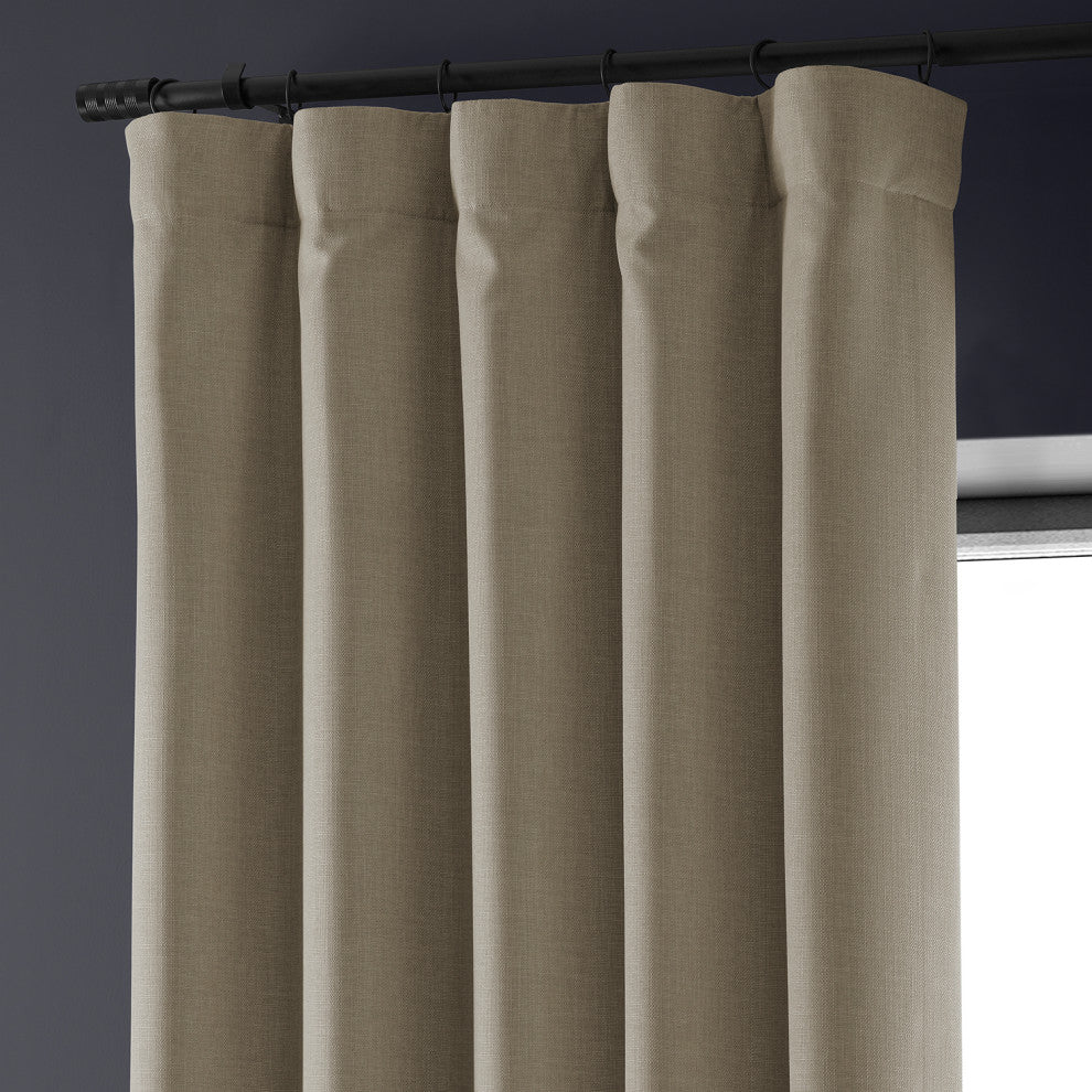 Signature Faux Linen Blackout Curtain Single Panel, Safari Tan, 50"w X 108"l