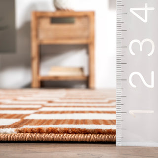 Nuloom Dominique Abstract Checkered Fringe Area Rug, Orange 6'7"x10'2"