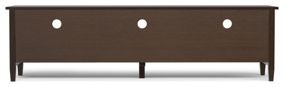 Warm Shaker SOLID WOOD 72" Low TV Media Stand For TVs up to 80", Tobacco Brown