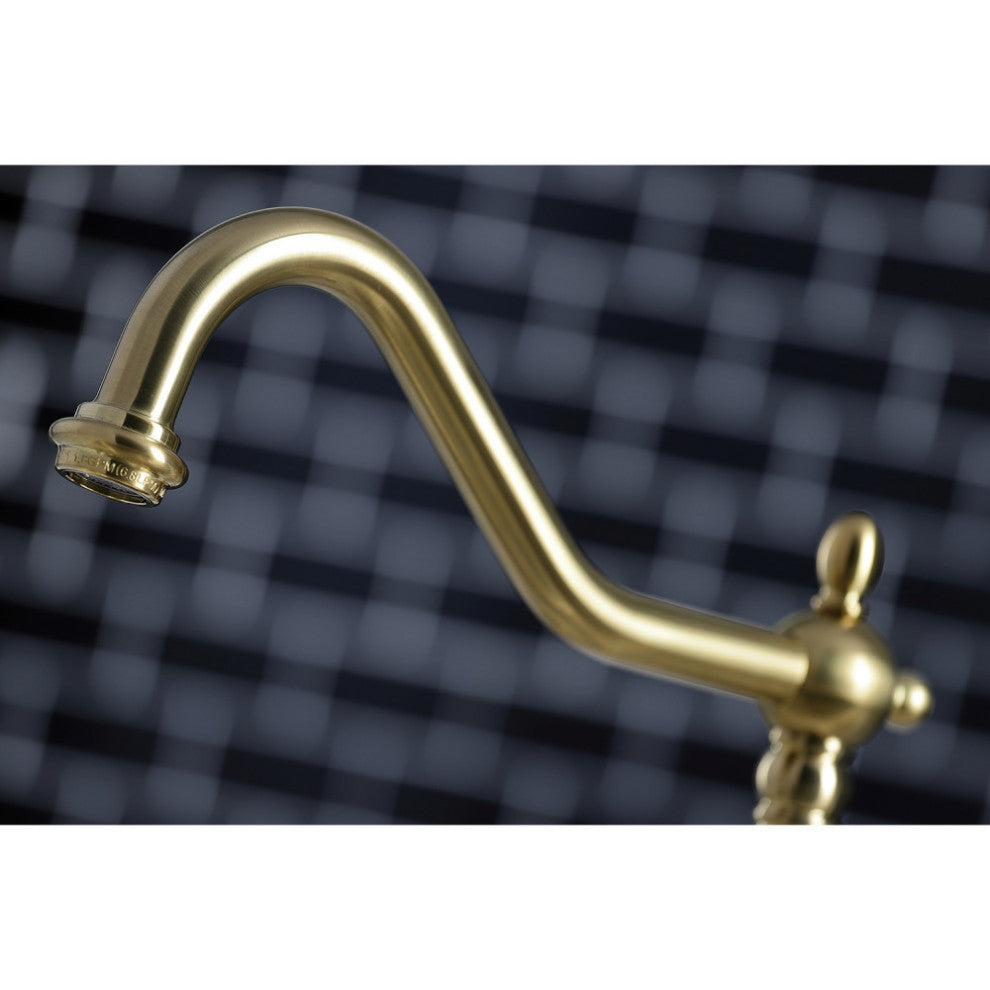 KB1797ALBS 8" Widespread Kitchen Faucet With Brass Sprayer, Brushed Brass