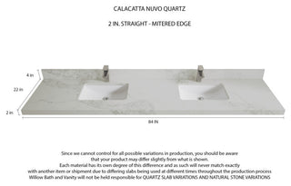 Santa Monica 84 Double Sink Bath Vanity in Graywashed Teak 2" Calacatta Nuvo