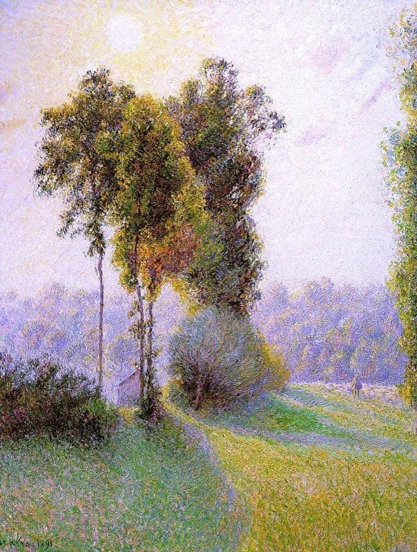Camille Pissarro Sunset at St. Charles, Eragny Premium Canvas Print