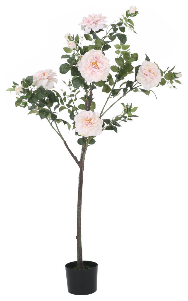 Bergweg Artificial Rose Tree, Green and Pink Champagne