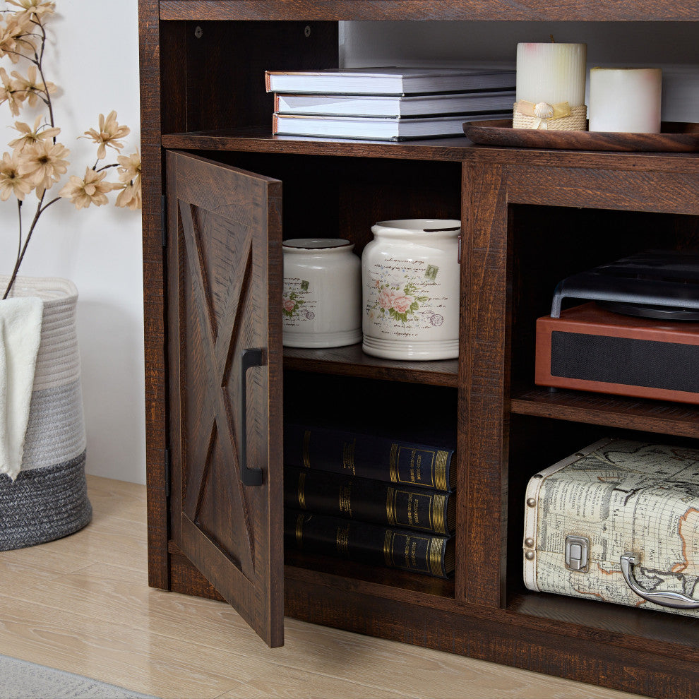 Gewnee Farmhouse TV Media Stand, Espresso