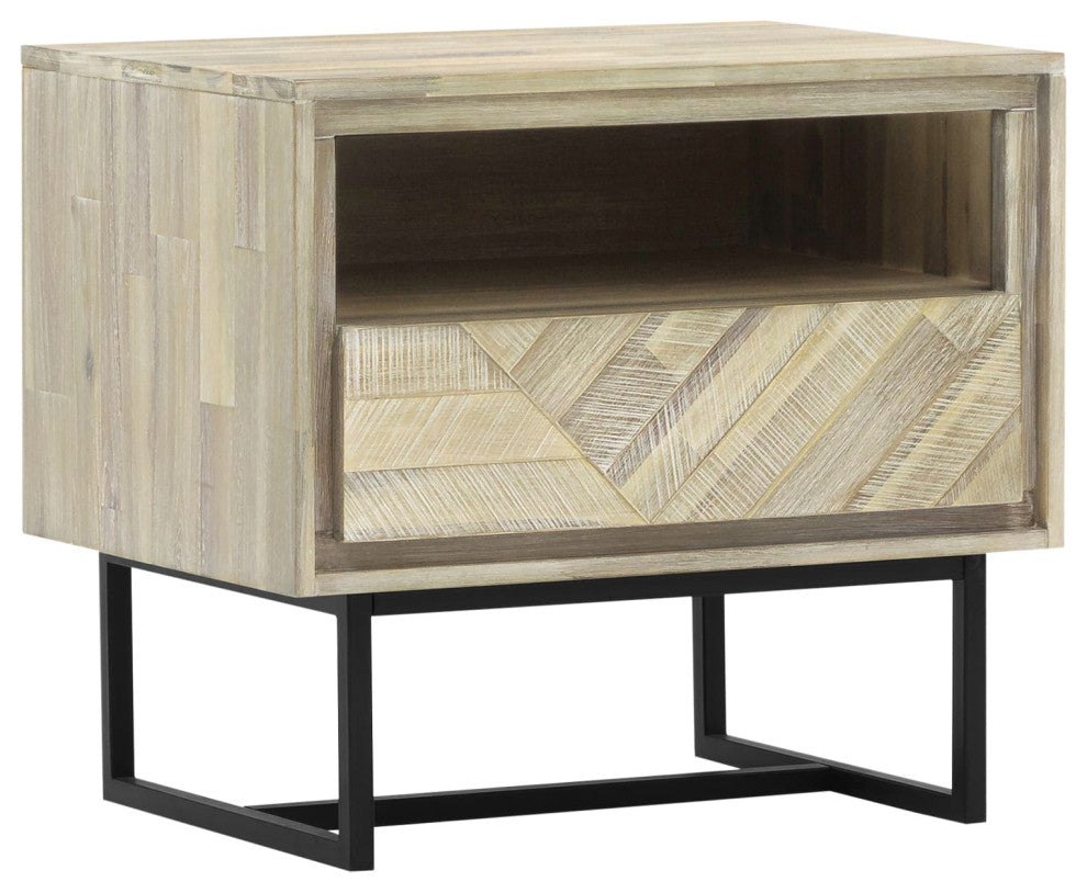 Peridot 1 Drawer Nightstand, Natural Acacia Wood