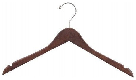 Wooden Top Hanger, Walnut/Chrome Finish, Box of 25