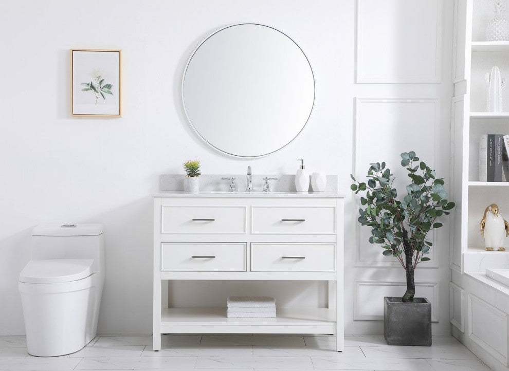 Skylar 42" Single Bathroom Vanity, White, With Backsplash