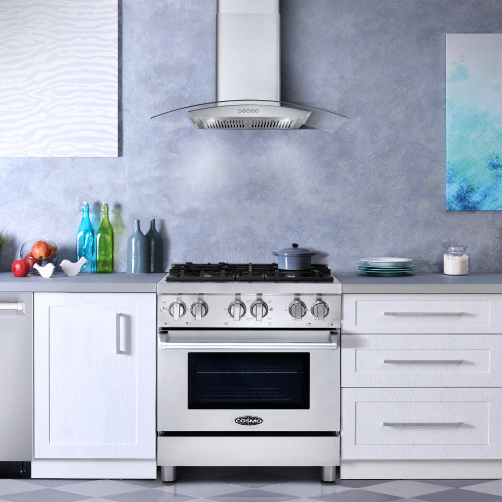 30" Dual Fuel Range With 4 Italian Gas Burners and Electric Convection Oven