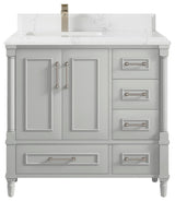 Aberdeen 36 Left Offset Bath Vanity in Coventry Gray 1.5" Empira Quartz