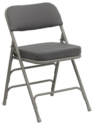 2 Pack HERCULES Premium Triple Braced & Double Hinged Upholstered Folding Chair, Gray Fabric/Gray Frame