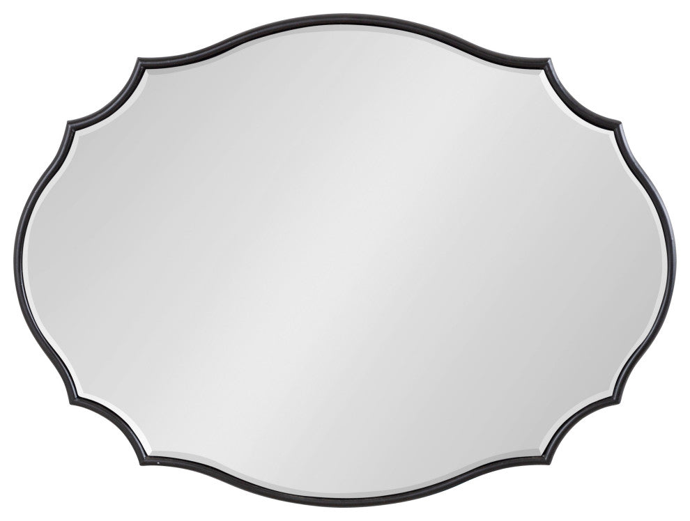 Leanna Scalloped Oval Wall Mirror, Black, 18x24