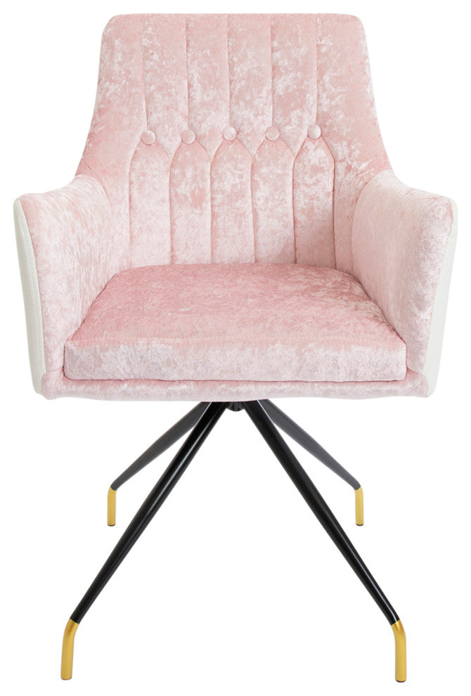 Genesis Modern Vanity Chair, Pink Crushed Velvet