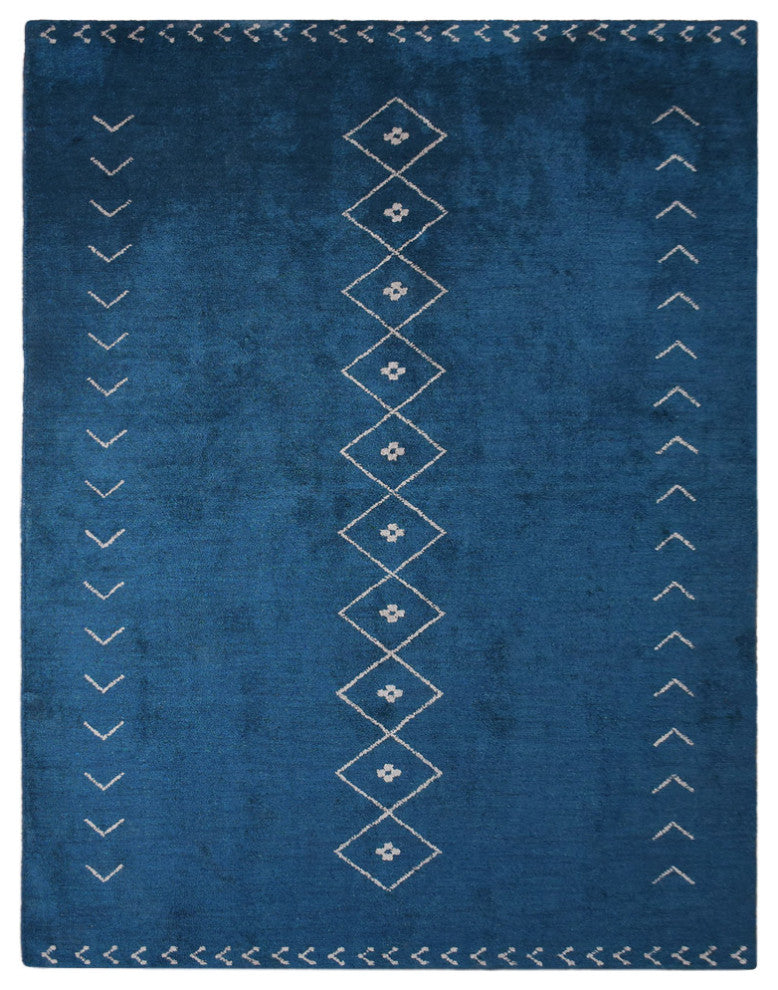 HAND KNOTTED LOOM SILK ECO-FRIENDLY RUGS-6'x9',Rectangle,Blue Beige,Contemporary