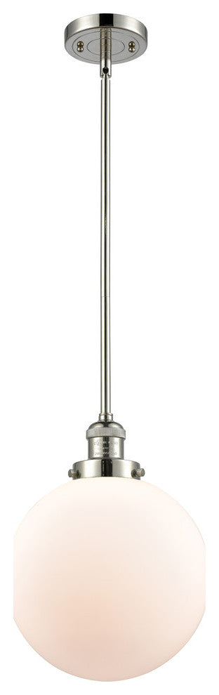 X-Large Beacon 1-Light Mini Pendant, Polished Nickel, Matte White