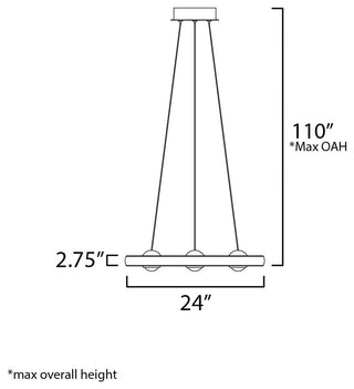 ET2 E23512 Nodes 24"W LED Ring Chandelier - Black