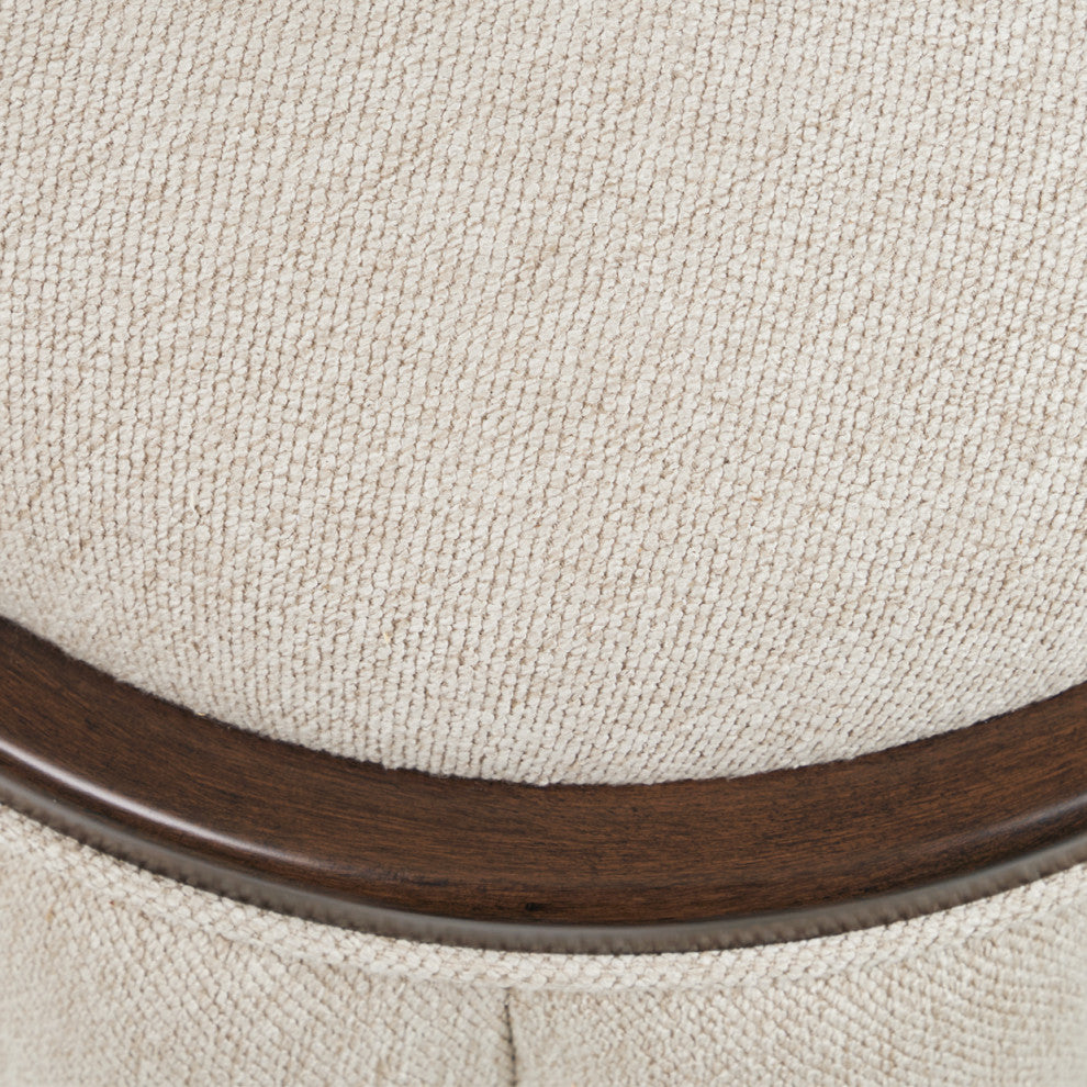 Camellia Field Round Bench, Linen/Warm Pecan