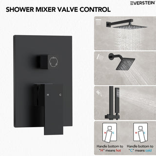 Dual Heads 10"x 6" Rain Shower System with Hand Shower Spray, Matte Black