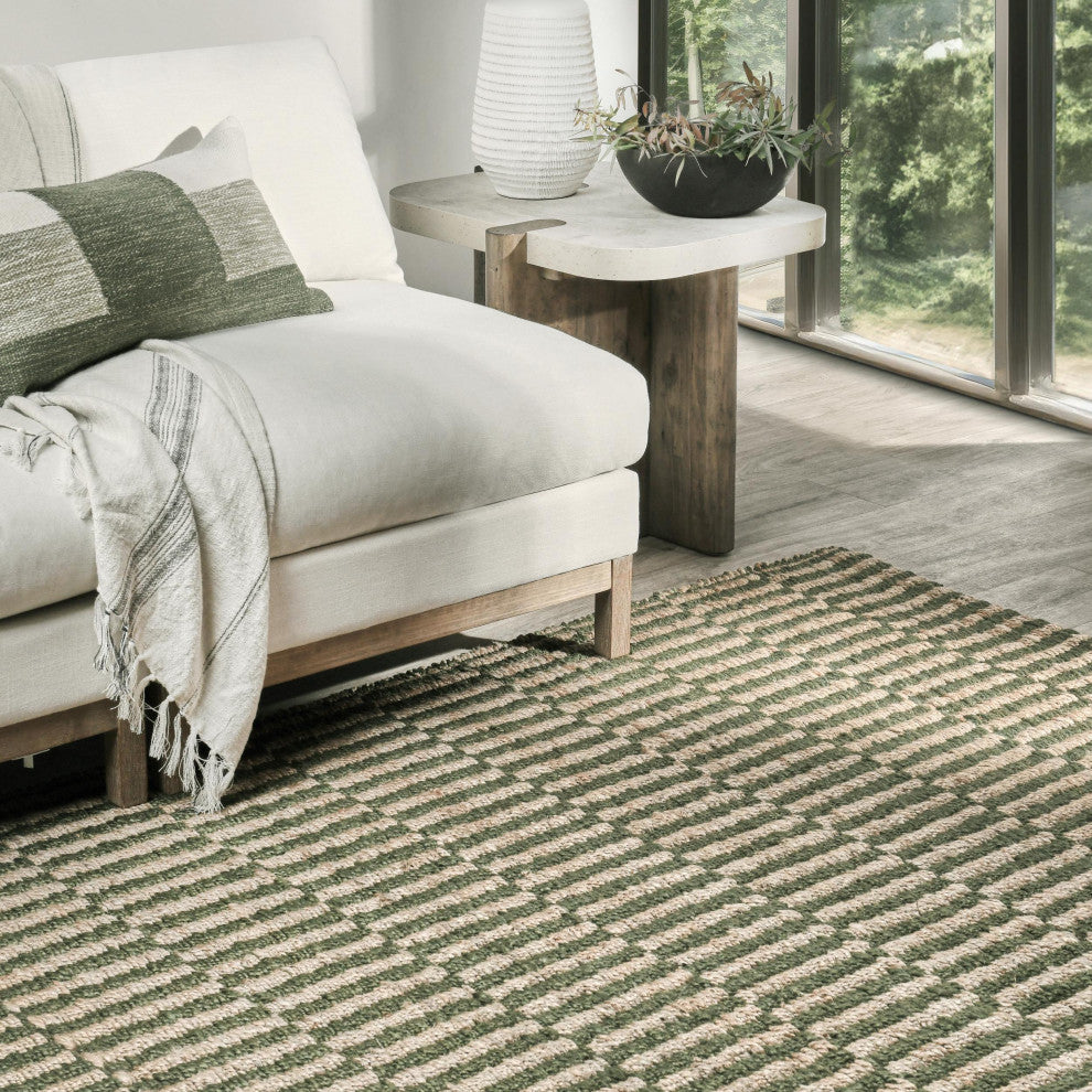 Monterey Jute Handwoven Accent Rug, Green, 5x8