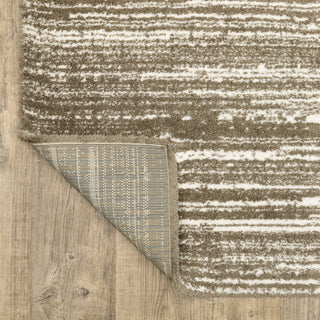 Greer Modern Distressed Stripe Brown/ Ivory Area Rug, 9'10" x 12'10"