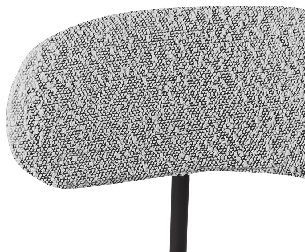 Beacon Upholstered Stool, Set of 2, Grey, Matte Black Finish, Boucle Fabric