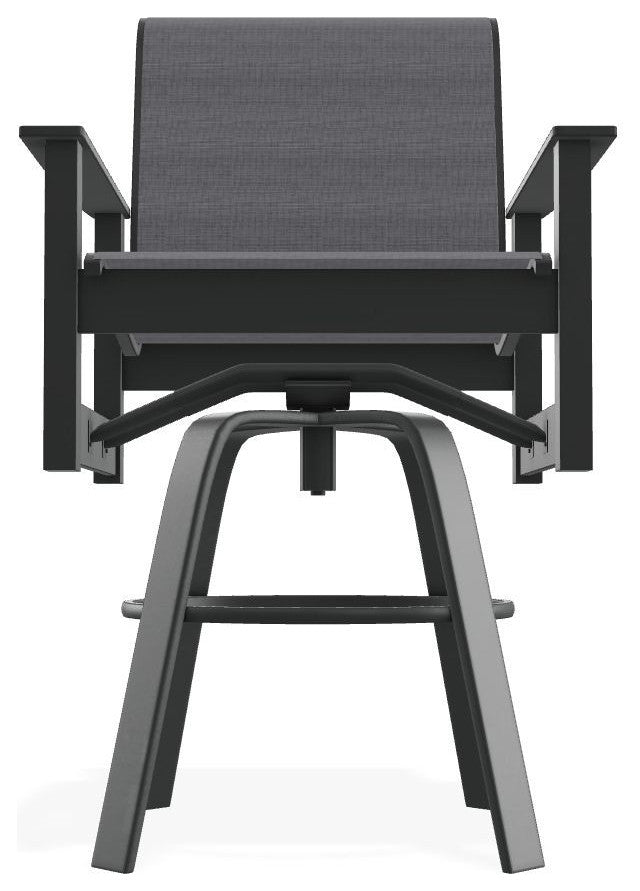 Leeward Sling Bar Height Outdoor Swivel Armchair, Augustine Pewter/Graphite