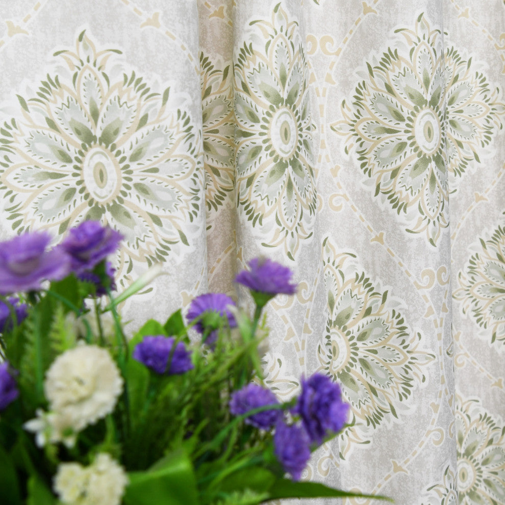 Bloom Medallion 2 Piece Curtain Set, Taupe, 2 Panels 60" X 84"