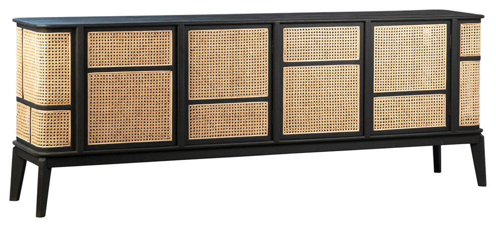 Deco Black and Cane Sideboard