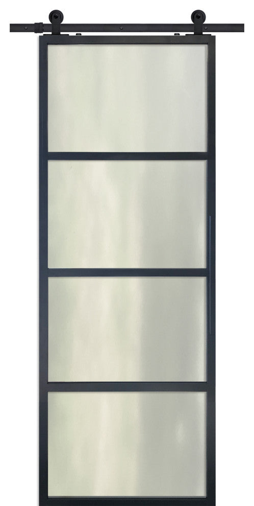 Modern French 4 Lite Cloud Barn Door, 36" X 96"