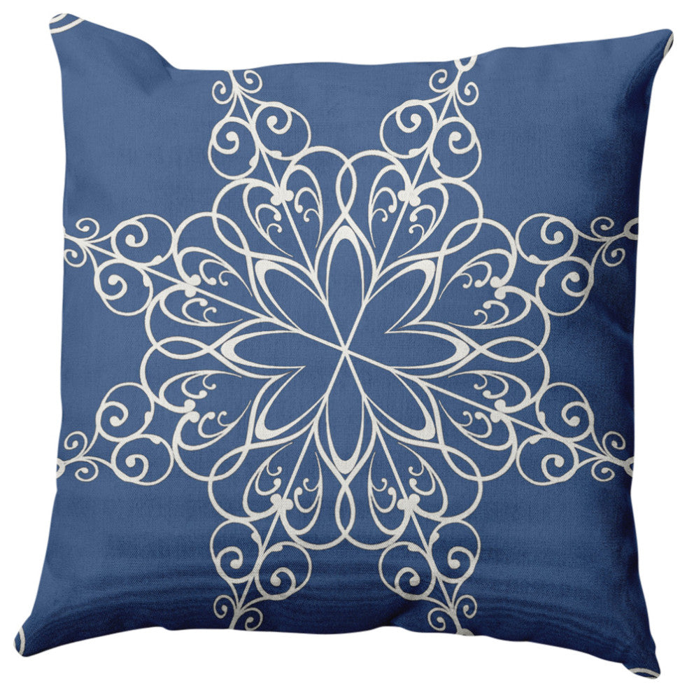 Snowflake Decorative Throw Pillow, Blue, 16"x16"