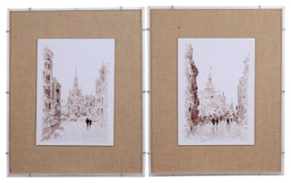Benzara BM154099 European Watercolor Street Prints, Set of 2