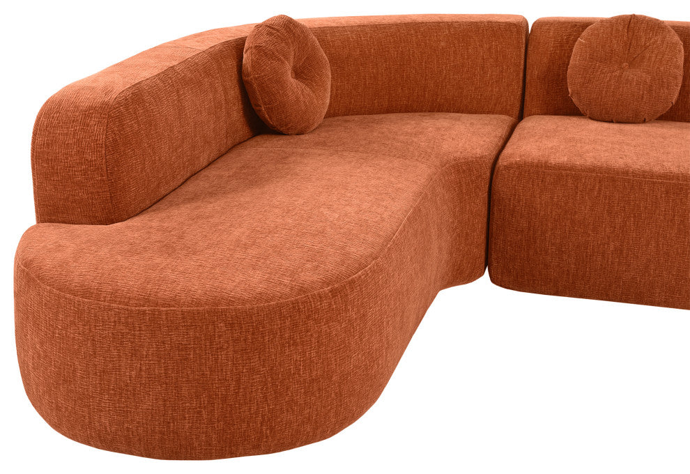 GDF Studio 122" Extra Large Curved Fabric Sectional Sofa, Orange