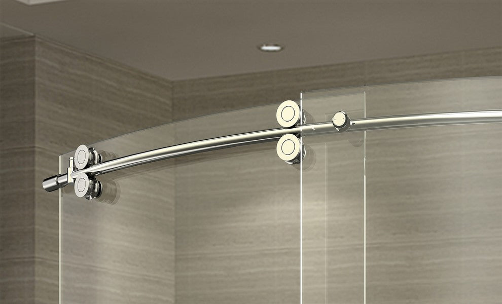ZenArch 60"x77.5" Frameless Bowfront Sliding Shower Door, Chrome, Left