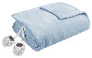 Serta Plush Heated Blanket, Light Blue