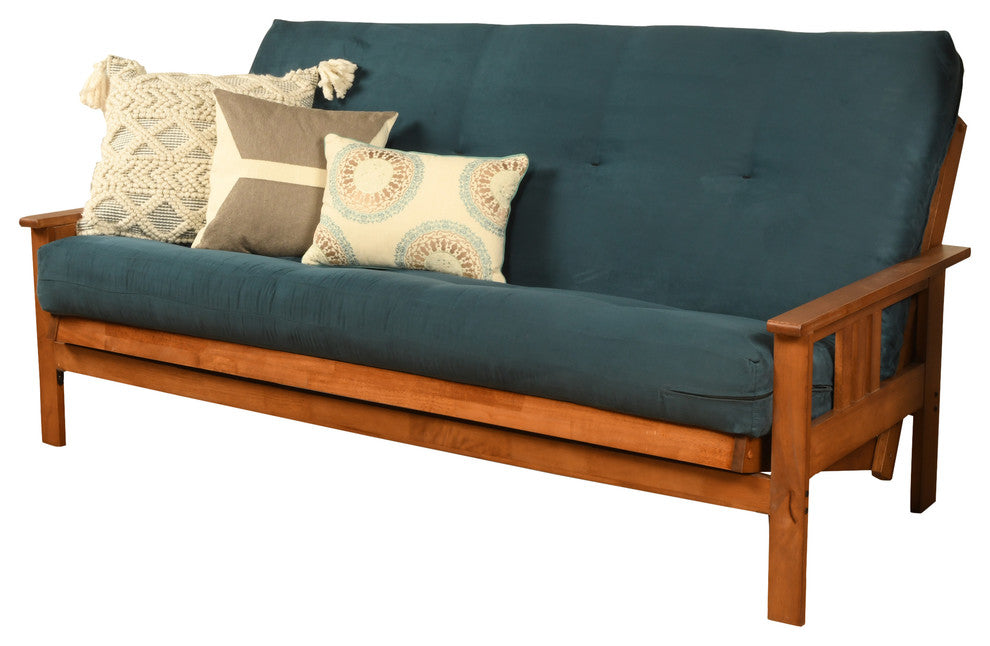Caleb Frame Futon With Barbados Finish, Suede Blue