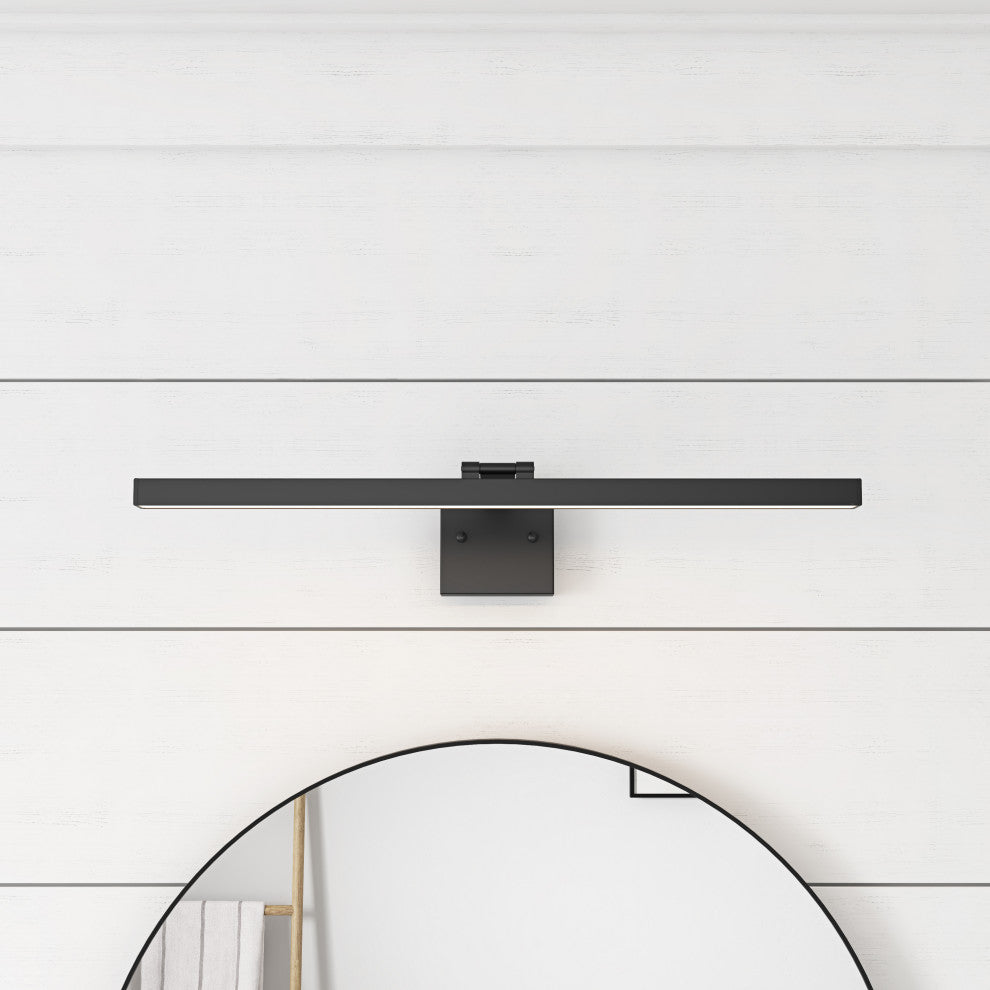 Matte Black LED Dimmable Vanity Light Over Mirror for Bathroom