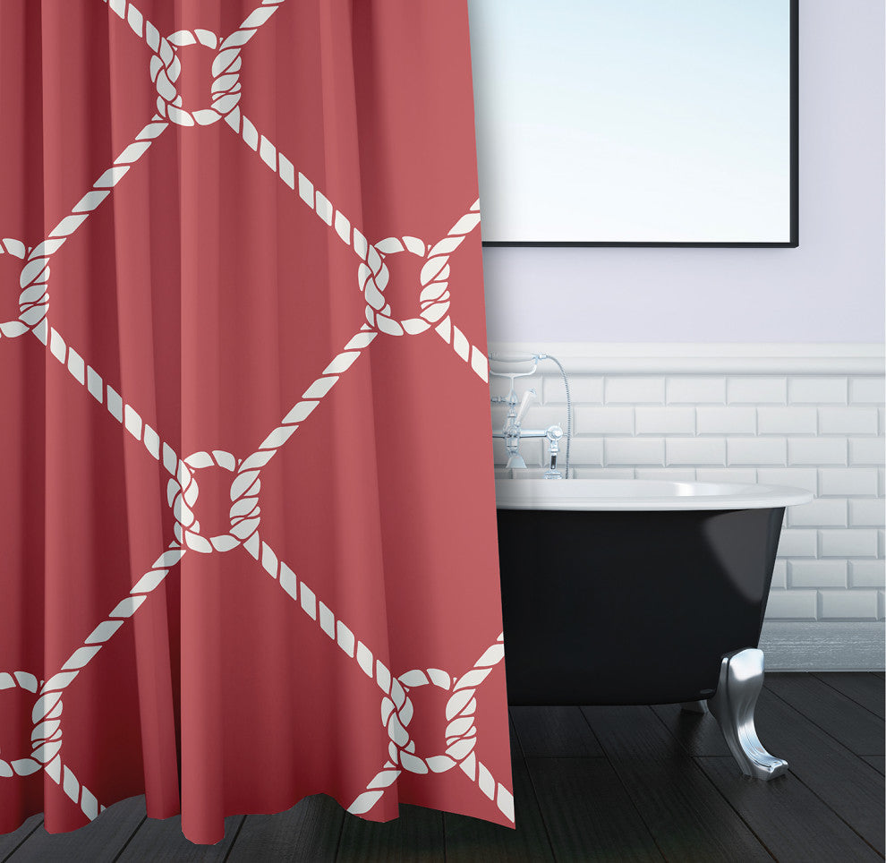 Ahoy! Ligonberry Red 70" w x 73" h Shower Curtain