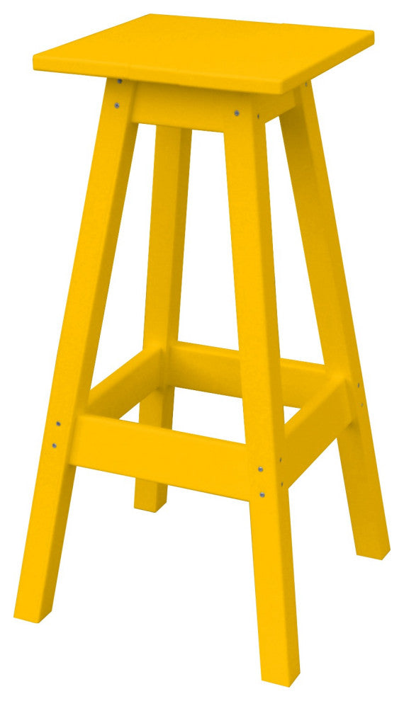 Poly Lumber Bar Stool, Lemon Yellow, Bar Height, Square