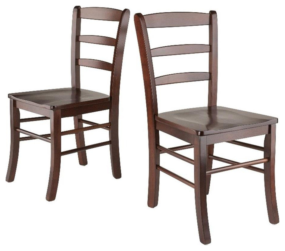 Winsome Benjamin 18"H Ladder Back Solid Wood Dining Chair in Walnut (Set of 2)