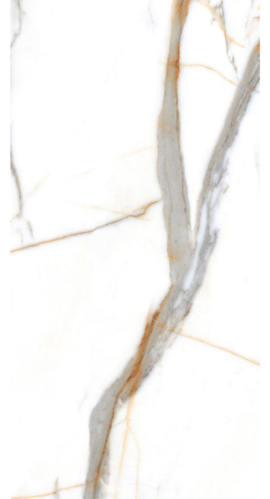 Calacatta Gold Natural Glossy Porcelain Tile, 32x64