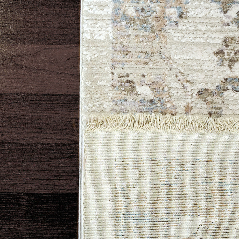 Dynamic Rugs Refine Shrink Poly Area Rug, Cream Gray Blue, 9'x12'