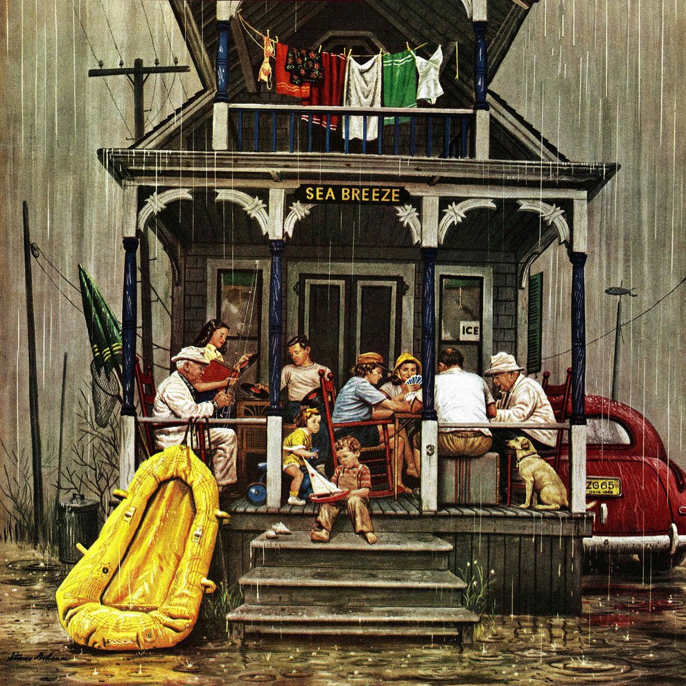 "Rainy Day at Beach Rental" Print on Canvas by Stevan Dohanos