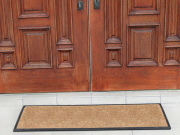 A1HC Natural Coir and Rubber Large Door Mat, Black Border Molded Coir 18"x48"