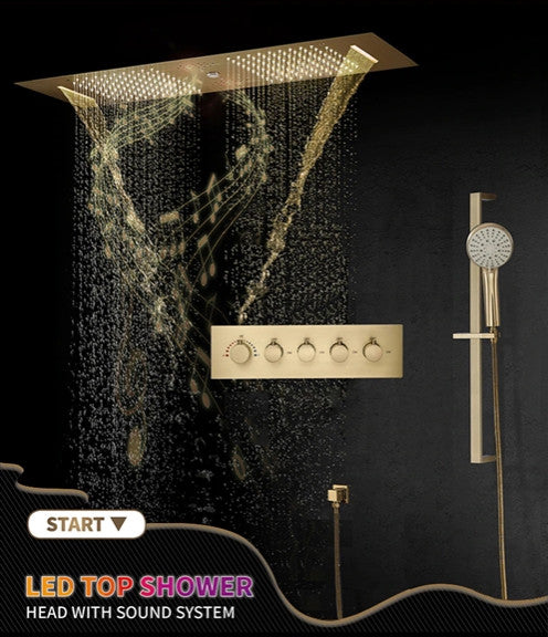 Rainfall Musical Shower System With Hand Shower, Style E-Touch Panel Light