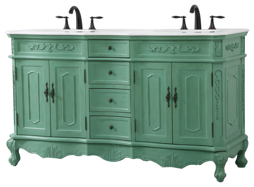 72" Double Bathroom Vanity, Teak
