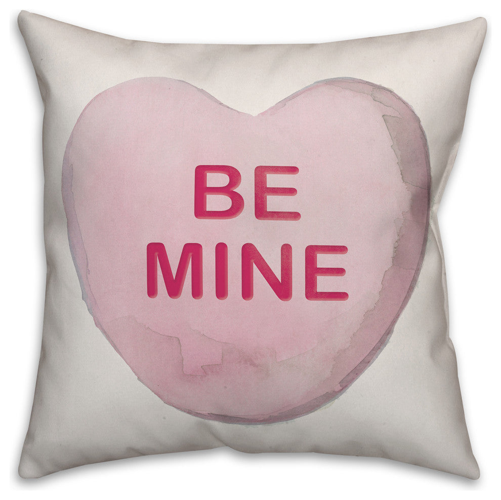 Be Mine Candy Heart 18x18 Throw Pillow
