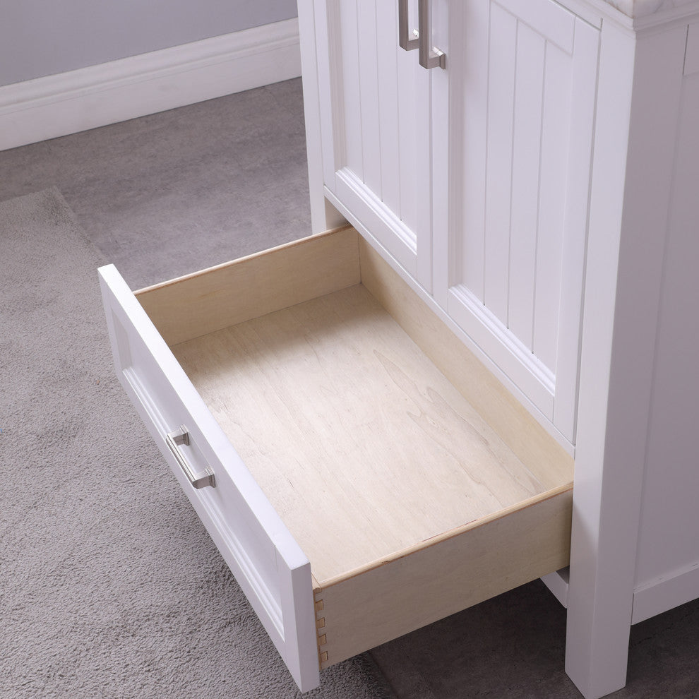 Isla White White Bathroom Vanity Set, 30", Without Mirror
