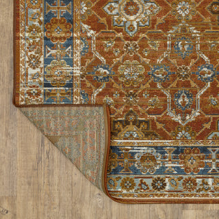 Nicholas Distressed Traditional Rust/ Blue Area Rug, 2' x 3'3"