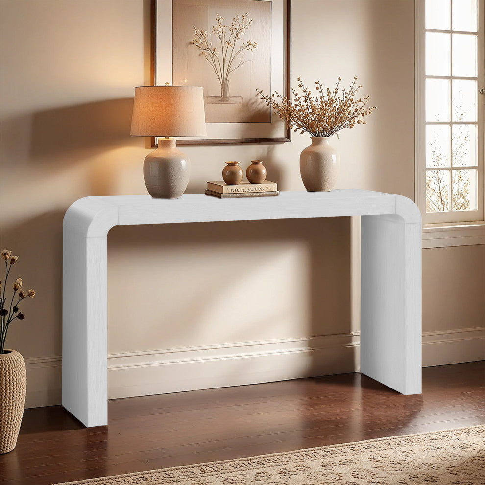 Toulon Oak Veneer Console Table, White