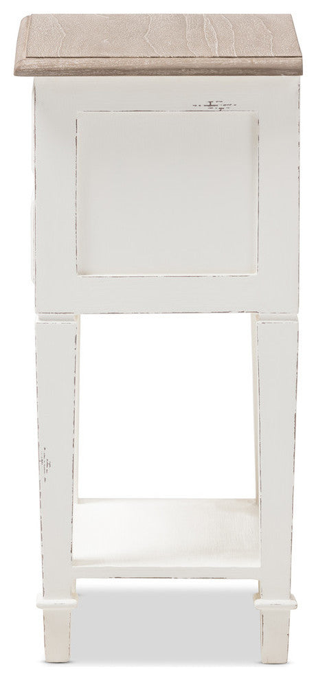 Dauphine Weathered Oak and White Wash Distressed Finish Wood Nightstand