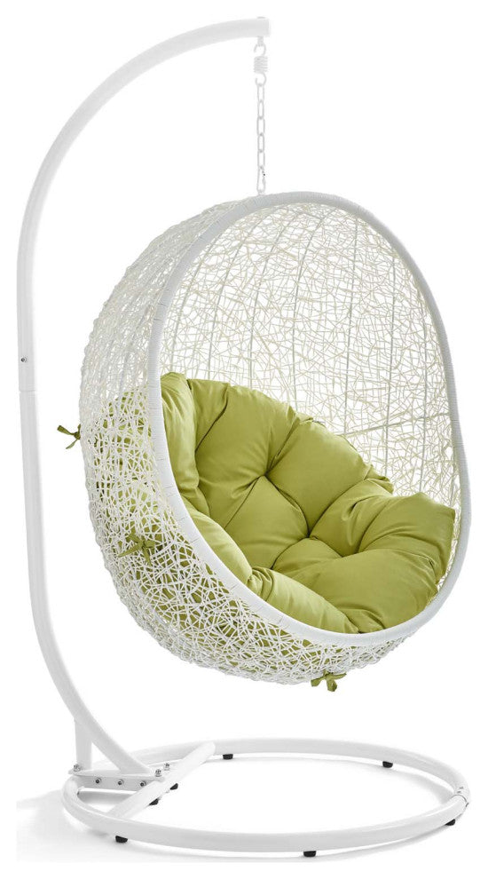 Modway Hide Outdoor Patio Swing Chair With Stand, White Peridot